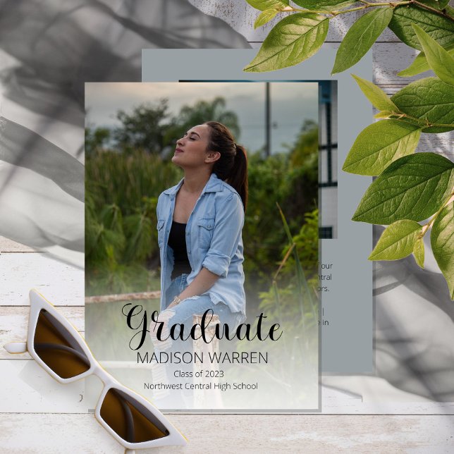 Klassskript Student 2 Photo Studenten Grått Inbjudningar (Skapare uppladdad)