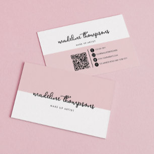 Klassskript, svart QR-kod för Rosa med dubbla ton Visitkort