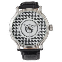 Klasssvart vit houndstooth mönster monogram