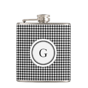 Klasssvart vit houndstooth mönster monogram fickplunta