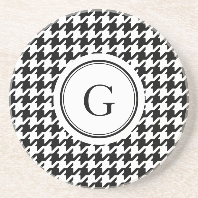 Klasssvart vit houndstooth mönster monogram underlägg (Framsidan)
