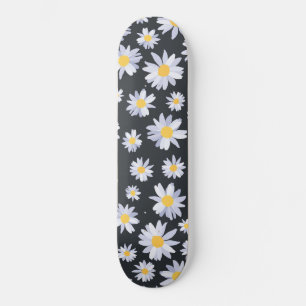 Klassvit Daisy Blommor Botaniskt Grått Mini Skateboard Bräda 18,5 Cm