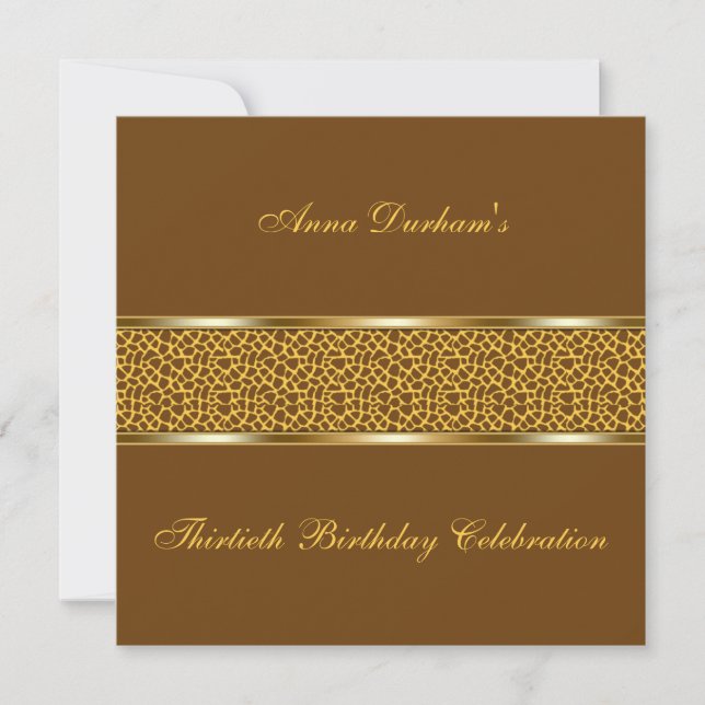 Klassy Animal Print Inbjudan [Giraffe - Brown 2] (Framsida)