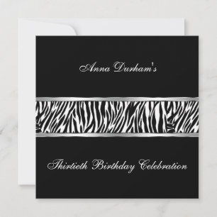 Klassy Animal Print Inbjudan [Zebra Black/Silver]