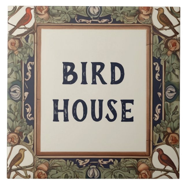 Klassy Bird Anpassningsbar House Namn Plate Sign P Kakelplatta (Framsidan)