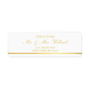Klassy Bröllop Returetiketter Gold Foil Returadress Etikett
