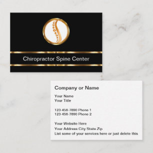Klassy Chiropractor Spine Center Visitkort