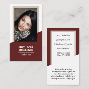 Klassy Classic Job Seeker Burgundy Red White Ram Visitkort