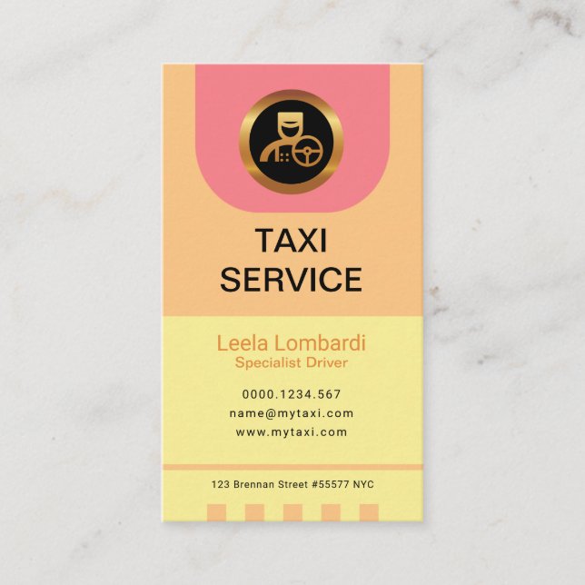 Klassy Dam Taxi chaufförens pastelliser Visitkort (Framsida)