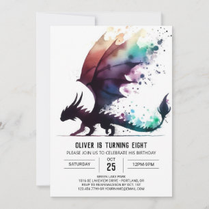Klassy Dragon Birthday Editable Inbjudningar