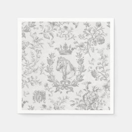 Klassy Elegant Chic Grått White Equestrian Toile Pappersservett