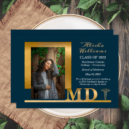 Klassy Elegant Guld MD Caduceus 1 Photo Dk Teal Meddelande