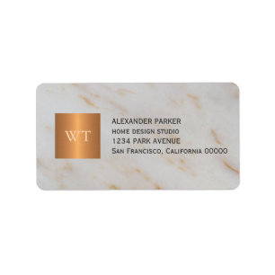 Klassy grått marble metallkopparmonogram adressetikett