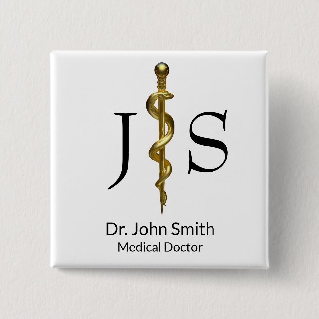 Klassy Guld på vit Rod av asteliskt medicinskt til Knapp (Framsida)