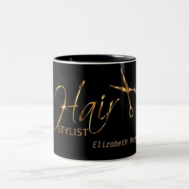 Klassy Hair Stylist - Guld och Black Två-Tonad Mugg (Center)