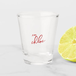 Klassy Kärlek "Ditt namn" Red Typography Shot Glas