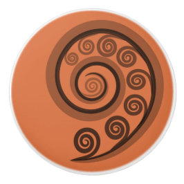Klassy Mandarin-Orange Curly Swirls Ceramic Knob Knopp