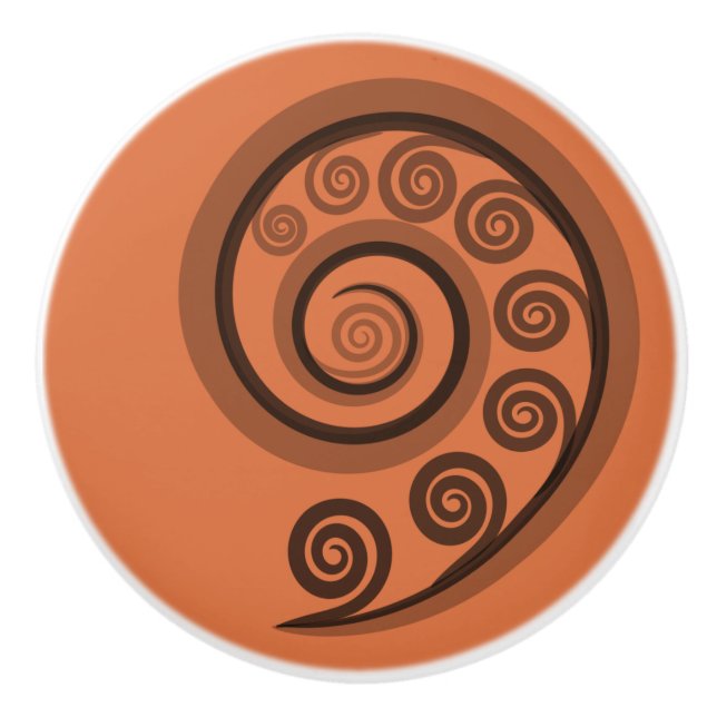 Klassy Mandarin-Orange Curly Swirls Ceramic Knob Knopp (Framsidan)
