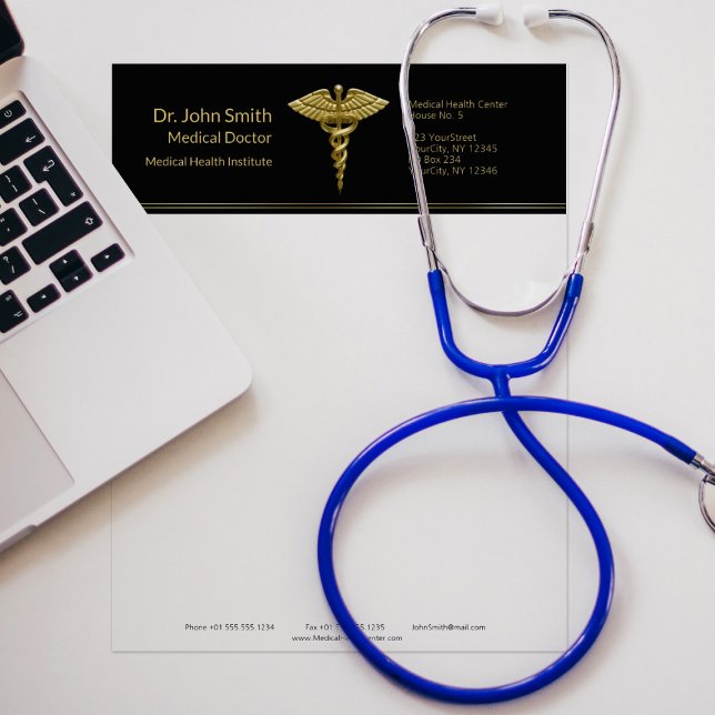 Klassy Medical Guld Caduceus on Black - Letterhead Brevhuvud (Skapare uppladdad)