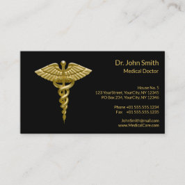 Klassy Medical Guld Caduceus på svarta Möte Tidsbeställning Kort