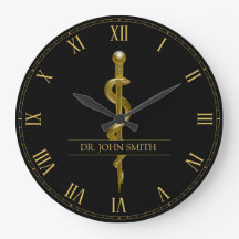 Klassy Medical Rod of Asclepius Guld on Black