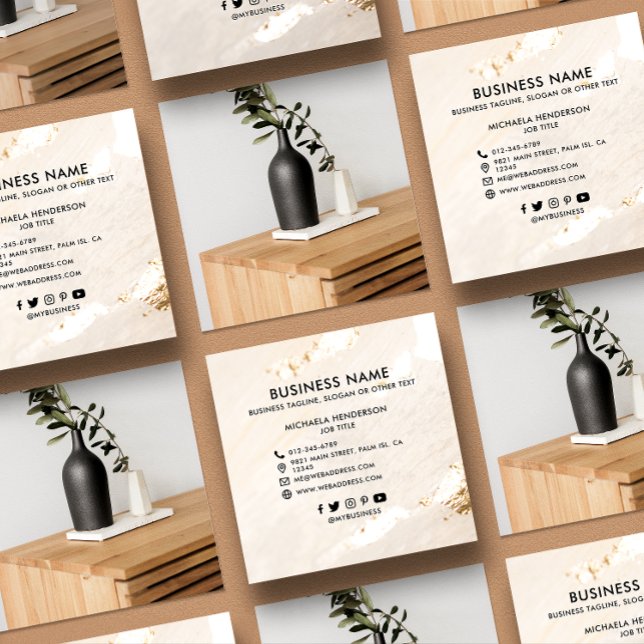 Klassy Modern Gold Foil Logotyp Photo & Social Fyrkantigt Visitkort (Skapare uppladdad)