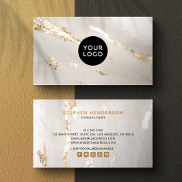 Klassy Modern Guld Foil Logo & Social Media Visitkort