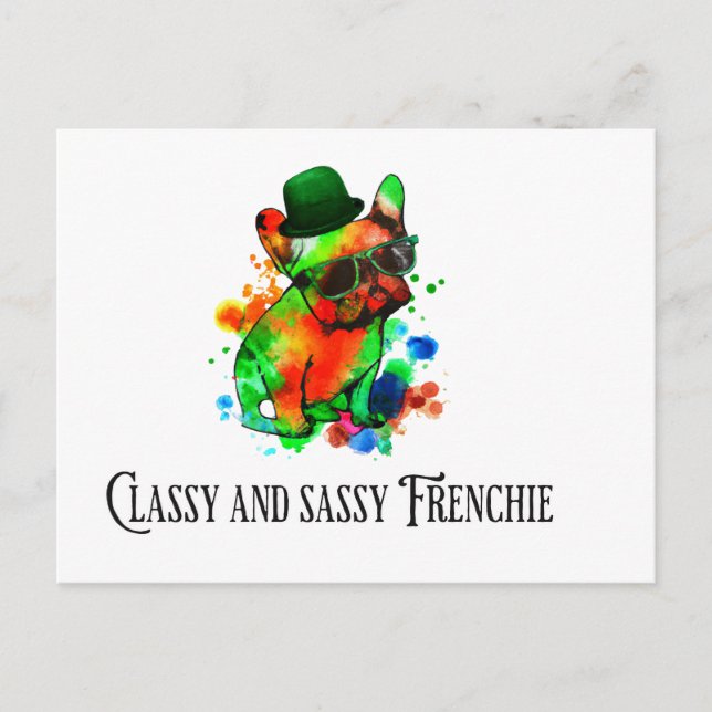 klassy och sassy Frenchie Vykort (Framsida)