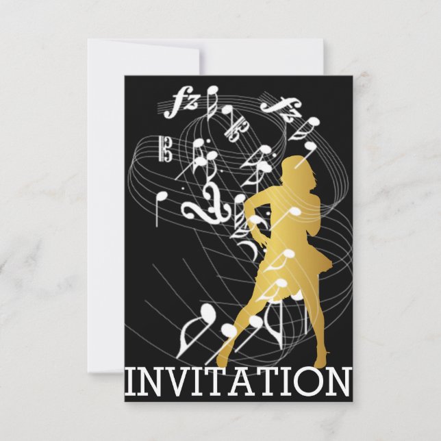 Klassy Party Dance Birthday Music Vip-inbjudan Inbjudningar (Framsida)