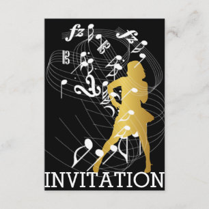 Klassy Party Dance Birthday Music Vip-inbjudan Inbjudningar