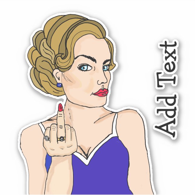 Klassy Retro Dam Vänd fågeln Klistermärken (Framsida)