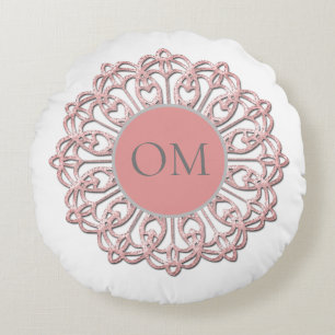 Klassy Rosa Mandala OM Rund Kudde