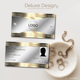 Klassy Silver Guld Shiny Diamonds Logotyp och foto Visitkort