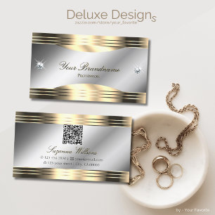 Klassy Silver och Guld shhiny Diamonds med QR-kod Visitkort