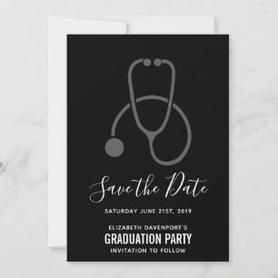 Klassy Studentfest Grått på Black Stethoscope Spara Datumet