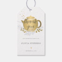 Klassy Tea Party Guld Blue Blommigt Pojke Shower Presentetikett