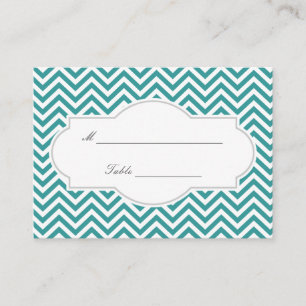 Klassy Teal Chevron Rand Bröllop ortkort Placeringskort