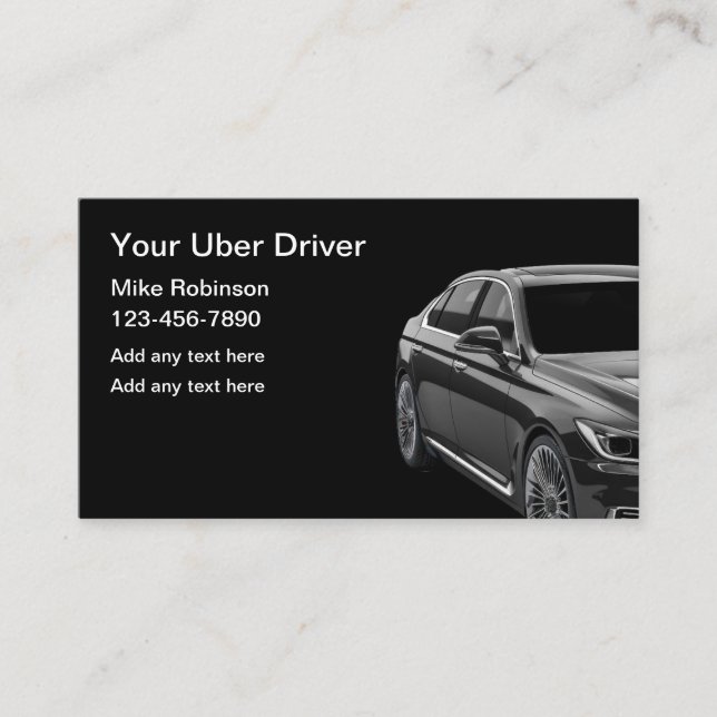 Klassy Uber Driver Ride Hailing Affärskort Visitkort (Framsida)