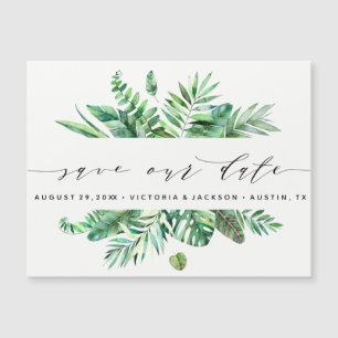Klassy Watercolor Tropical Löv spara vår date V3