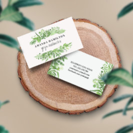 Klassy Watercolor vild meadow grey foliage Visitkort
