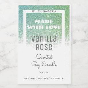 Klassy White Product Label Teal Grönt Glitter Rain Mat Etikett