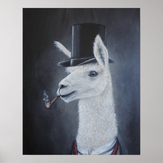 Klassyndapper lama i top hat med rör poster