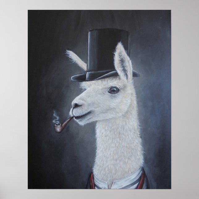 Klassyndapper lama i top hat med rör poster (Framsidan)