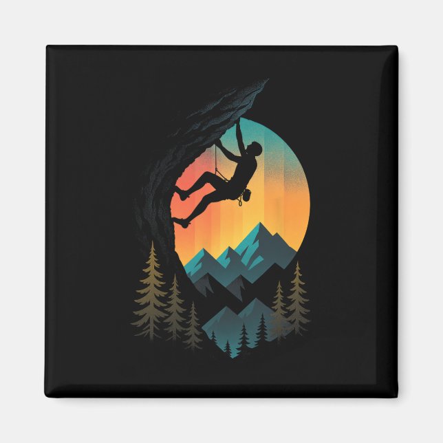 Klätringsutmaning - Retro Mountain Bouldering Magnet (Framsidan)
