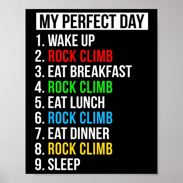 Klätterpresenter Min perfekta dag klätteråkning  Poster (Framsidan)