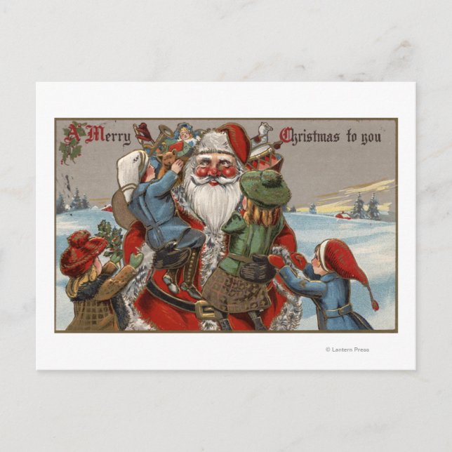 Klätting på jultomten helg vykort (Framsida)