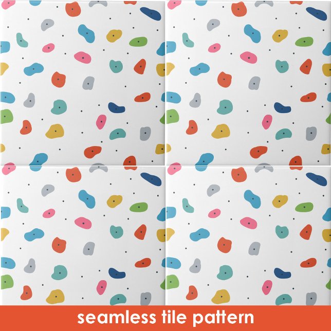 Klättjecka barn i sten, färgade sjölösa Mönster Kakelplatta (Rock Climbing Cute Kids Colorful Seamless Pattern Ceramic Tile)