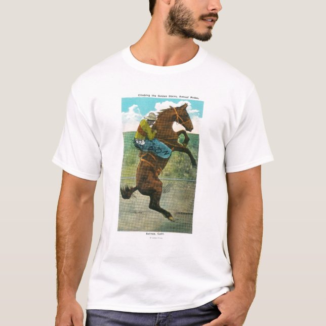 Klättra den guld- trappor på den årliga rodeoen t-shirt (Framsida)