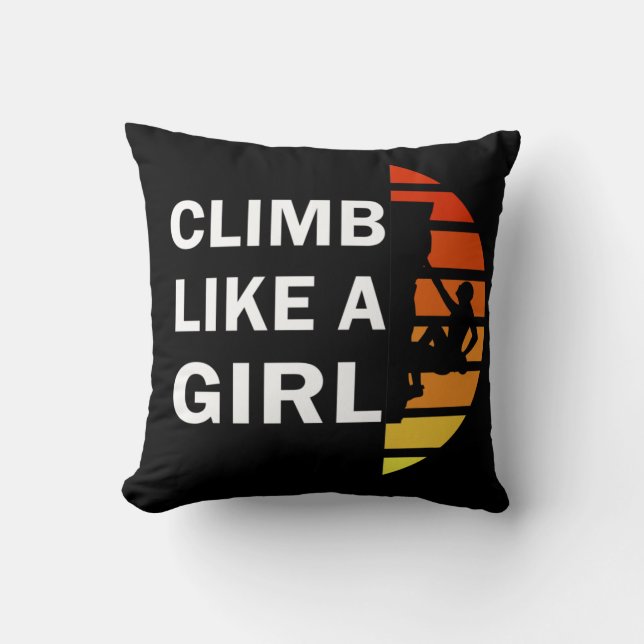 Klättra som en flicka sten klätterkvinna kudde (Framsida)