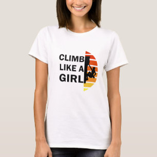 Klättra som en flicka sten klätterkvinna t shirt